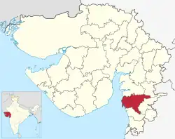 Location of district in Gujarat