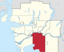 Location of Surrey in Metro Vancouver