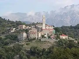 The church and surrounding buildings, in Soveria