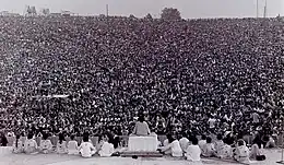 Swami Satchidananda opening the Woodstock Music and Art Festival.