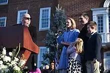 Lierman and her family stands next to Governor Larry Hogan as Lierman is sworn in as the 34th Comptroller of Maryland