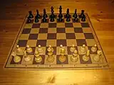 A Swedish competition standard chessboard made of masonite