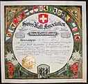 Stock certificate of the Swiss Hall Association, 1909