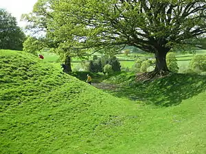 Sycharth, Motte and  bank on N side.