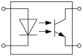 Opto-isolator: LED (left), photo transistor (right)