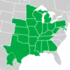 Symphyotrichum drummondii distribution map: Mexico — Coahuila; US — Alabama, Arkansas, Georgia, Illinois, Indiana, Iowa, Kansas, Kentucky, Louisiana, Maryland, Michigan, Minnesota, Mississippi, Missouri, Nebraska, Ohio, Oklahoma, Pennsylvania, Tennessee, Texas, West Virginia, and Wisconsin.