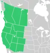 Symphyotrichum eatonii distribution map: Canada — Alberta, British Columbia, and Saskatchewan; US — Arizona, California, Colorado, Idaho, Montana, Nevada, New Mexico, Oregon, Utah, Washington, and Wyoming.