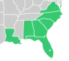 Symphyotrichum elliottii native distribution by state: US Atlantic Coastal Plain — Alabama, Florida, Georgia, Louisiana, North Carolina, South Carolina, and Virginia.