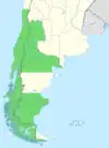 Symphyotrichum glabrifolium native distribution map: Argentine provinces — Mendoza, Neuquén, Río Negro, and Santa Cruz; and central and south Chile.