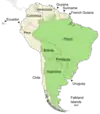 Symphyotrichum graminifolium distribution map: Argentina, Bolivia, Brazil, Paraguay, and Uruguay.