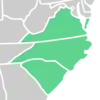 Symphyotrichum grandiflorum distribution map: North Carolina, South Carolina, and Virginia (US)