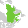 Symphyotrichum laurentianum distribution map: Canada — New Brunswick, Prince Edward Island, and Québec on the south shores of the Gulf of St. Lawrence.