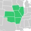 Symphyotrichum parviceps native distribution: US — Arkansas, Illinois, Iowa, Kansas, Missouri, and Oklahoma