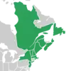 Symphyotrichum tradescantii distribution map: Canada — New Brunswick, Newfoundland, Nova Scotia, and Québec; US — Maine, Massachusetts, New Hampshire, New Jersey, New York, Rhode Island, and Vermont.