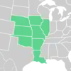 Symphyotrichum turbinellum distribution map: US — Primarily the Ozarks of Arkansas, Illinois, Iowa, Kansas, Louisiana, Missouri, Nebraska, and Oklahoma.