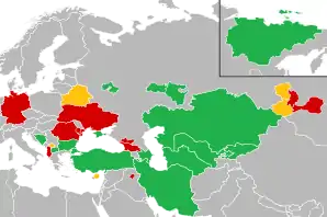 A coloured map of the countries of Europe