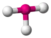 Skeletal model of a planar molecule with a central atom (iodine) symmetrically bonded to three (chlorine) atoms to form a big right-angled 2