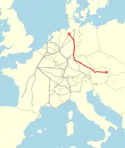 The original route of the Prinz Eugen (Bremen Hbf–Wien Westbf), 1971.