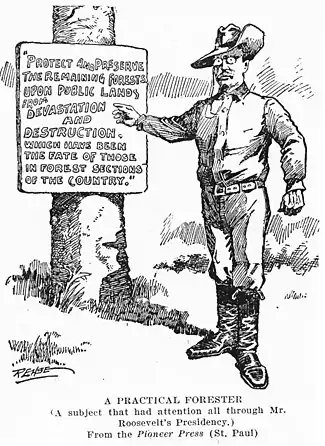 1908 US editorial cartoon on Theodore Roosevelt and conservation