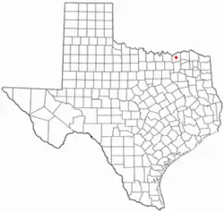 Location of Bonham, Texas