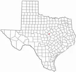 Location of Evant, Texas