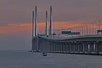 The 24 km Sultan Abdul Halim Muadzam Shah Bridge connecting Batu Maung and Batu Kawan.