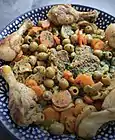 Traditional Algerian olive tagine with chicken and mushrooms