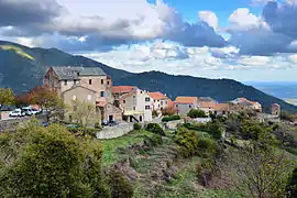 A general view of Tallone, with the town hall and the church square on the left