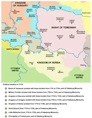 Provinces of the Habsburg Monarchy in the territory of present-day Serbia, 1718-1739