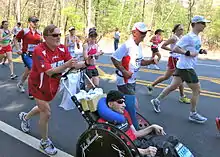 Team Hoyt participating in a marathon in 2012