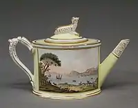 Teapot from a service with views around Naples - here Baiae, 1790s