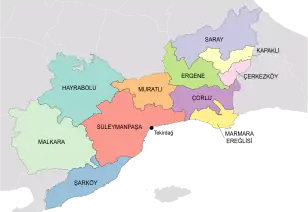  Districts of Tekirdağ Province