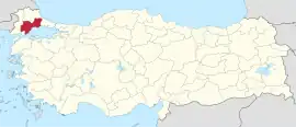 Location of the province within Turkey