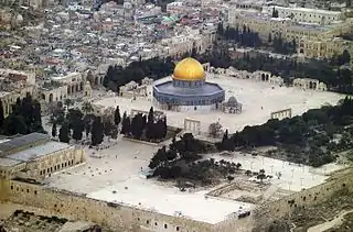 Masjid Al-Aqsa, also known as the Temple Mount, Old City of Jerusalem in Shaam, is also believed to date to the lifetime of Abraham