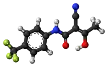 Ball-and-stick model of the teriflunomide molecule