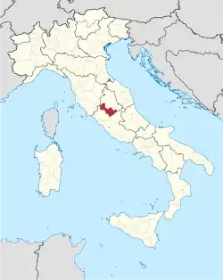 Location of the province of Terni in Italy