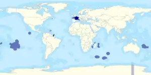 The exclusive economic zones of France