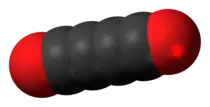 Space-filling model of the tetracarbon dioxide molecule