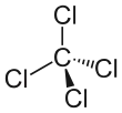 Skeletal structure of tetrachloromethane.