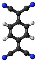 Ball-and-stick model of the tetracyanoquinodimethane molecule