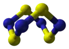 Ball and stick model of tetrasulfur tetranitride