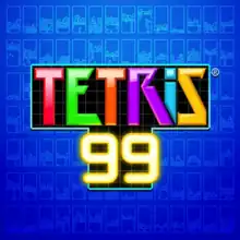 Logo of Tetris 99 on a blue background