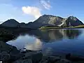 Kamenitsa Peak and lake Tevno ezero in Pirin