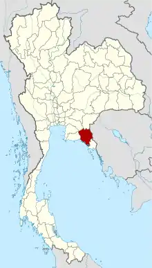 Map of Thailand highlighting Chanthaburi province