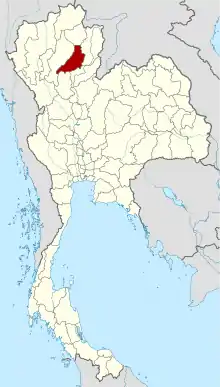 Map of Thailand highlighting Phrae province