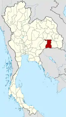 Map of Thailand highlighting Surin province