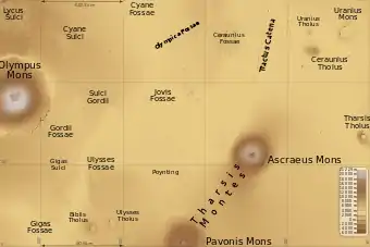 Map of Tharsis quadrangle