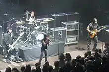 Rock band on stage in concert