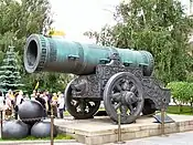 The Tsar Cannon, the largest howitzer ever made, cast by Andrey Chokhov