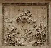 The relief on the Monument's base by Caius Gabriel Cibber